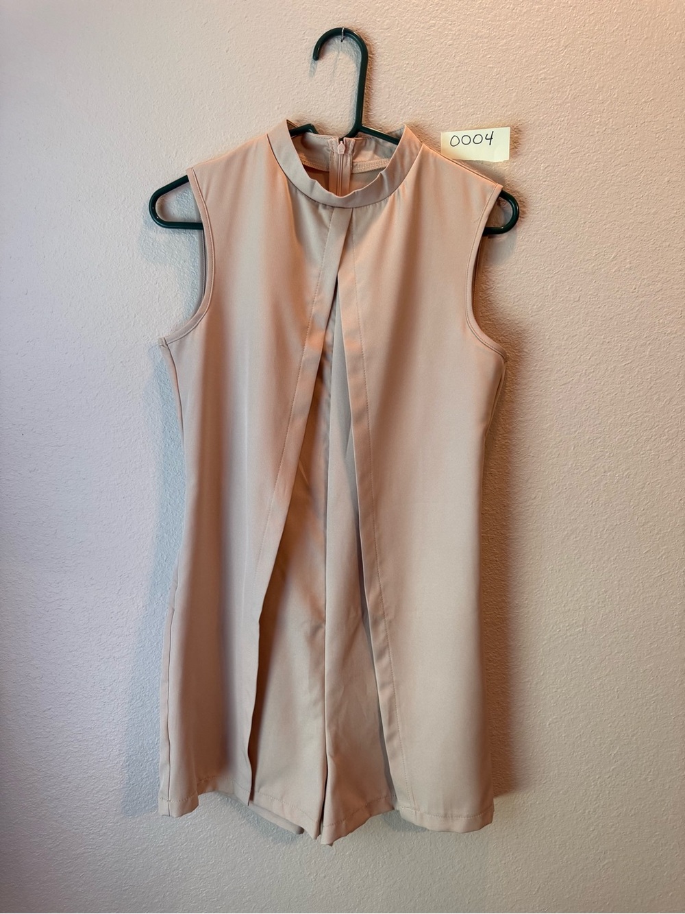 SHEIN Blush Sleeveless Pleat-Front Romper